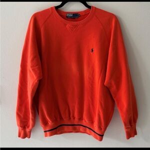 Vintage 1990s Polo Ralph Lauren Orange Crewneck Fleece Sweatshirt — Size Medium